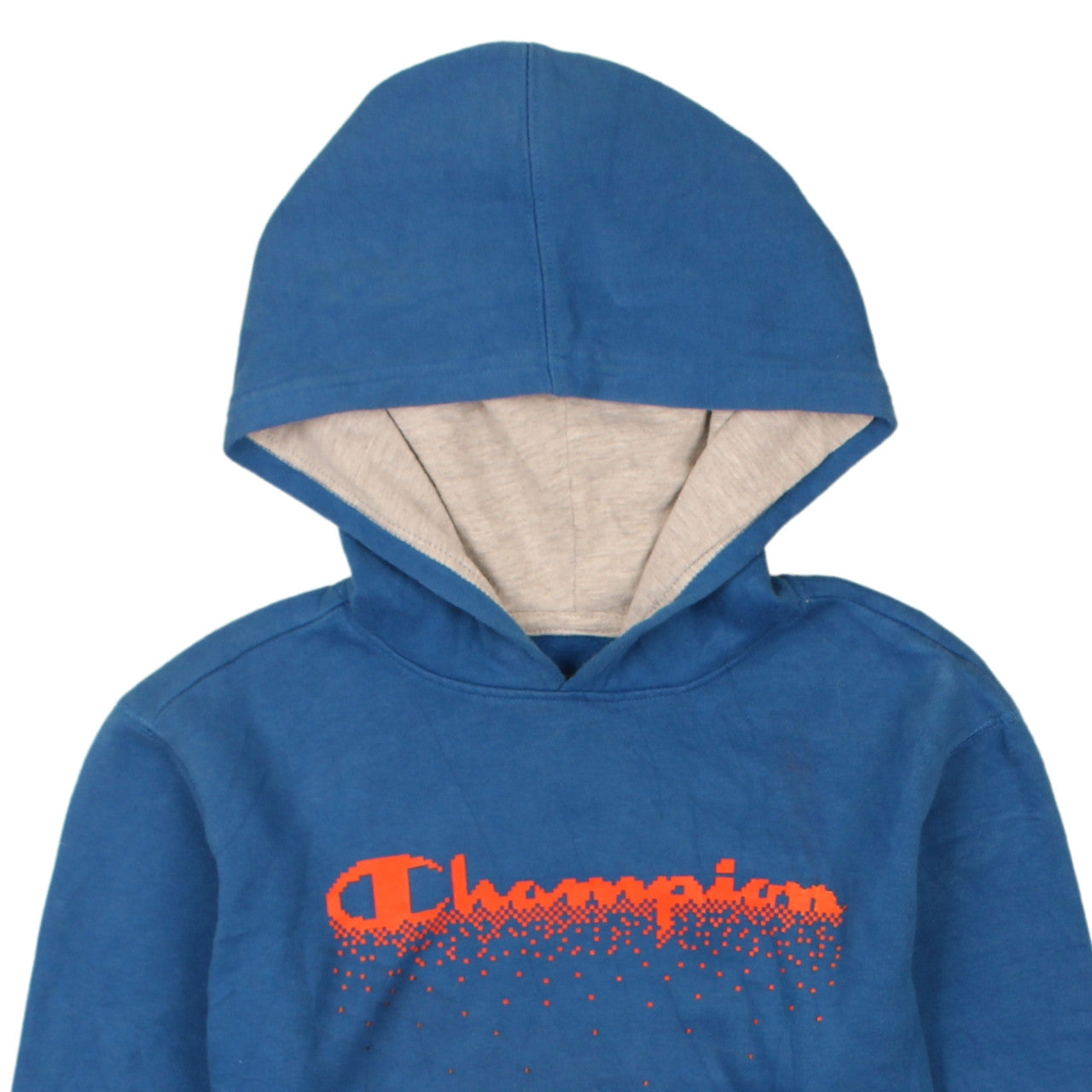 Champion Womens Blue Pullover Hoodie L Logo Graphic Cotton Blend