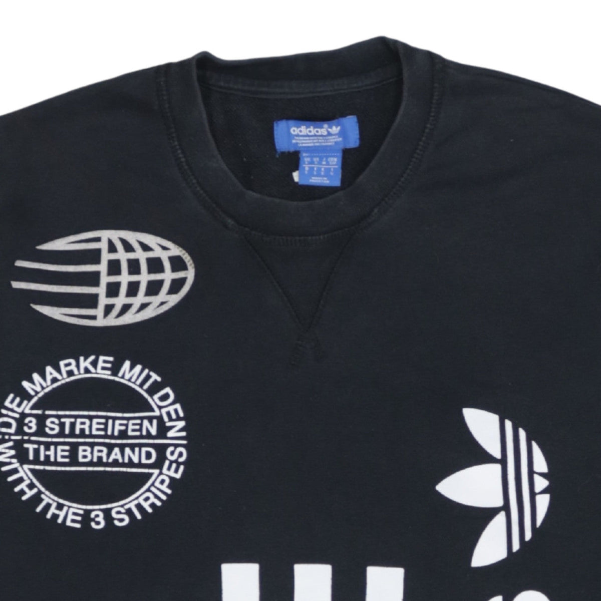 Adidas Men's Black Graphic Logo Crew Neck Sweatshirt Size S