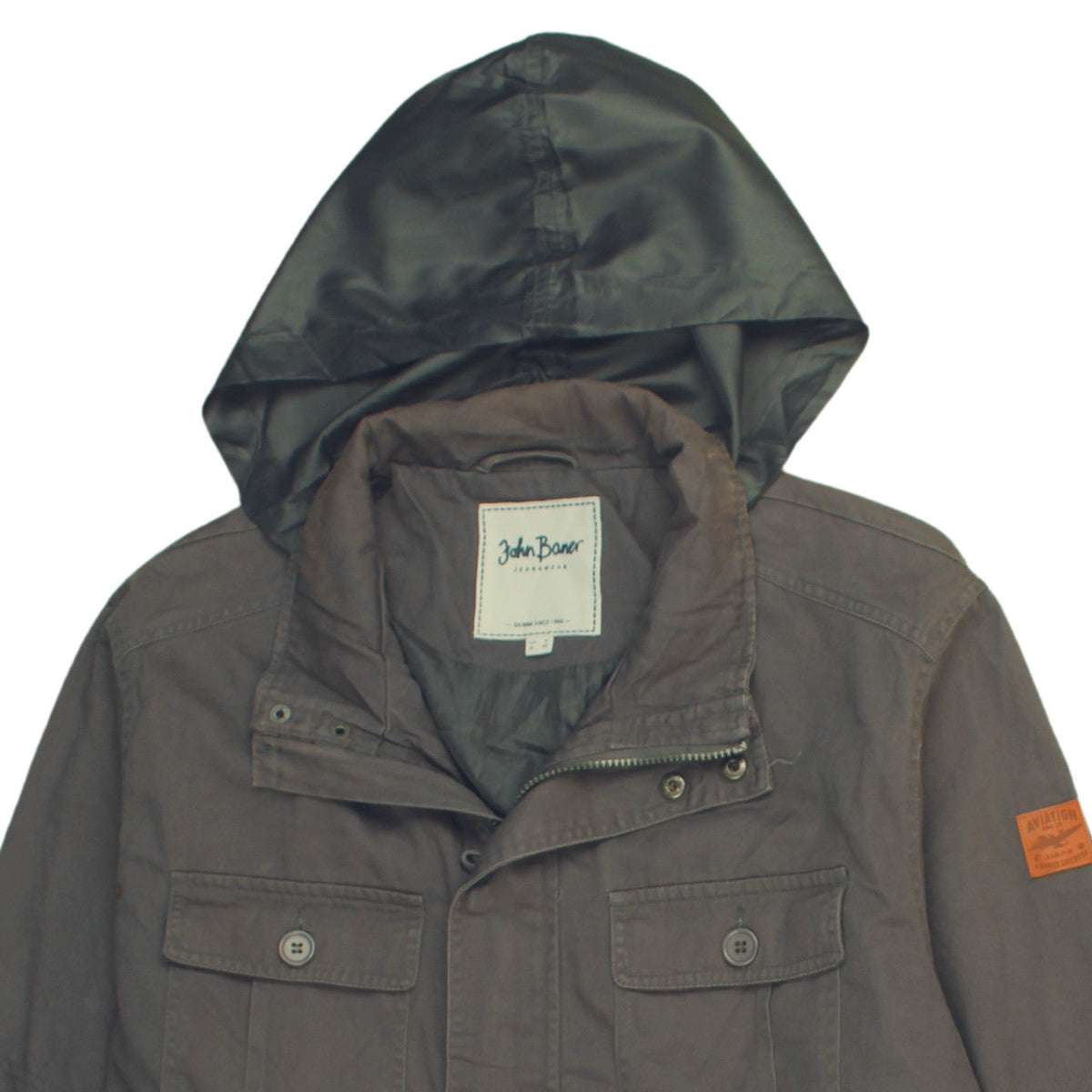 John Baner Men's Brown Hooded Cotton Parka Jacket Size 46