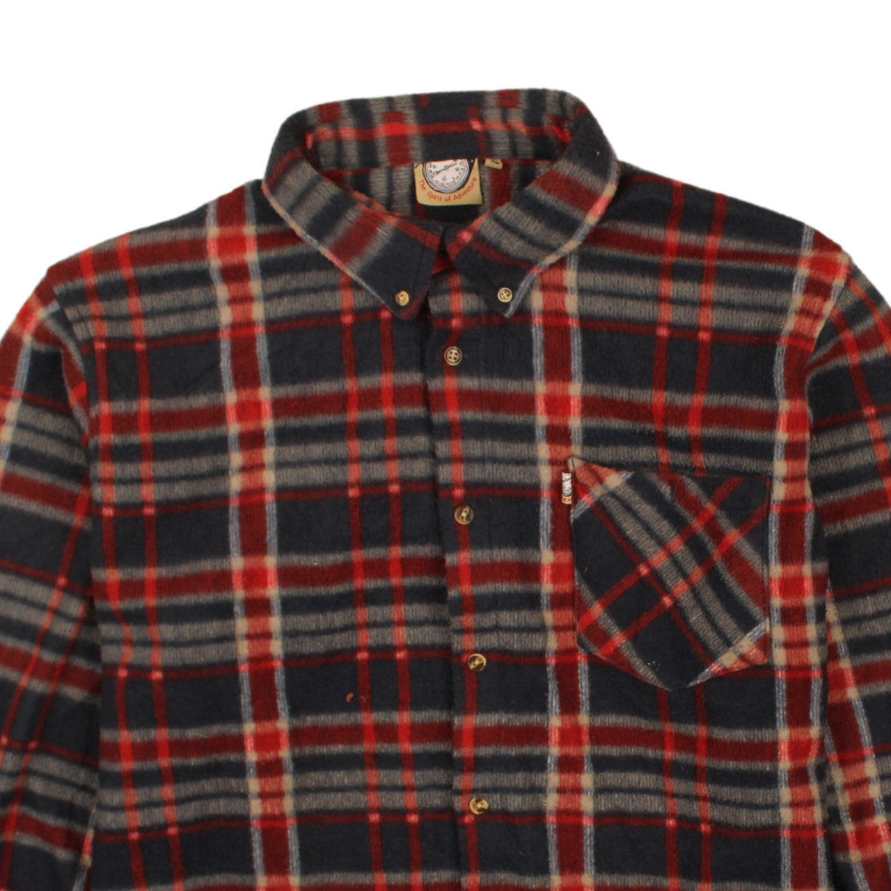 The Spirit of Adventure Men's Red Plaid Flannel Button-Up Shirt L