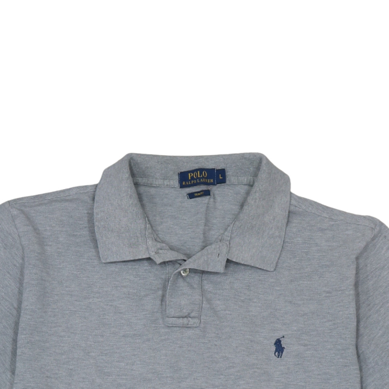Ralph Lauren Men's Grey Slim Fit Cotton Polo Shirt L