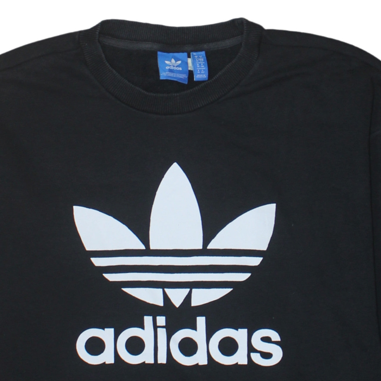 Adidas Womens Black Cotton Pullover Sweatshirt Size 12 Crew Neck Logo Print