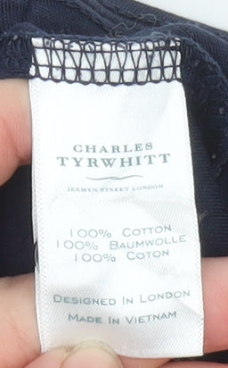 Charles Tyrwhitt Men's Navy Small Short Sleeve Henley Cotton T-Shirt