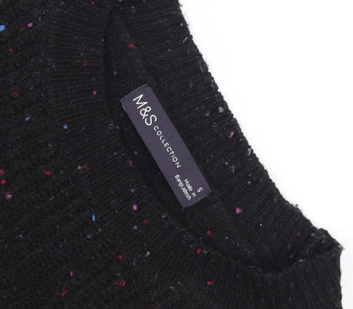 Marks & Spencer Womens Black Chunky Knit Wool Jumper Size S
