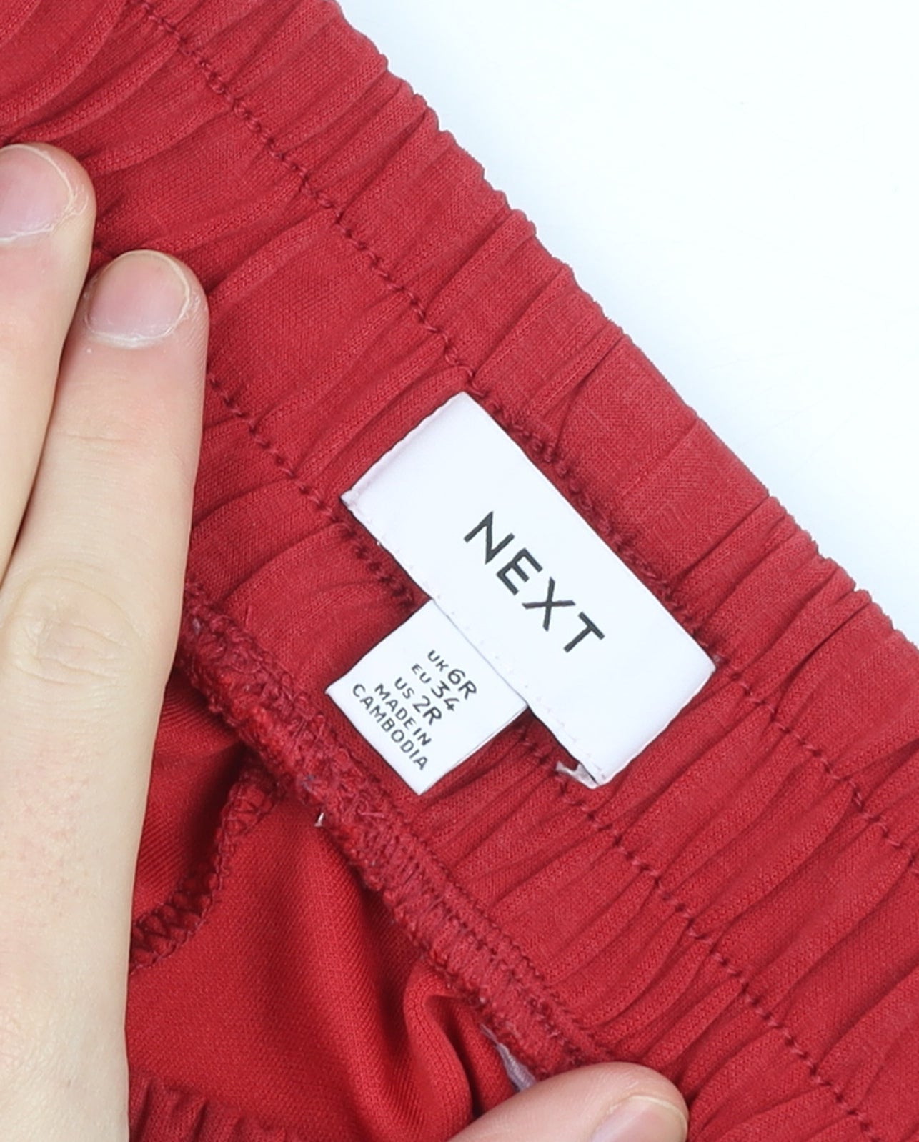 Next Women's Red Track Pants Size 6R Elastic Waist Snap Side