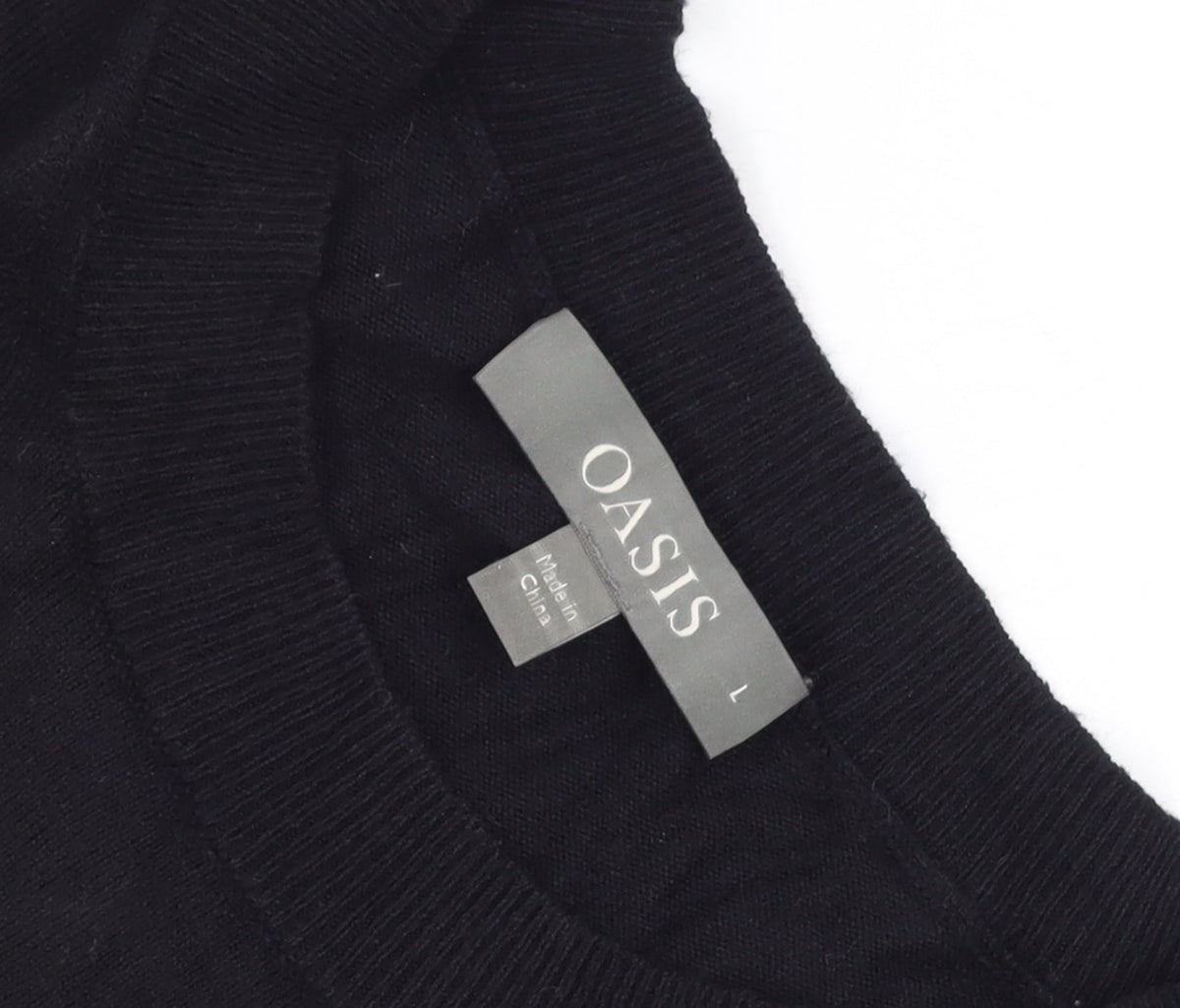 Oasis Women Black Long Sleeve Tunic Jumper L Pleated Hem