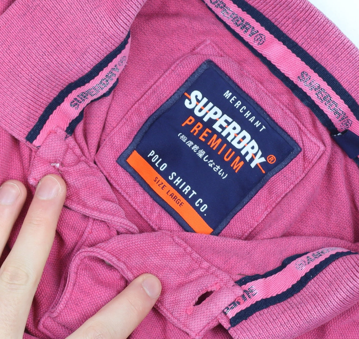 Superdry Men’s Pink Cotton Short Sleeve Polo Shirt Size L