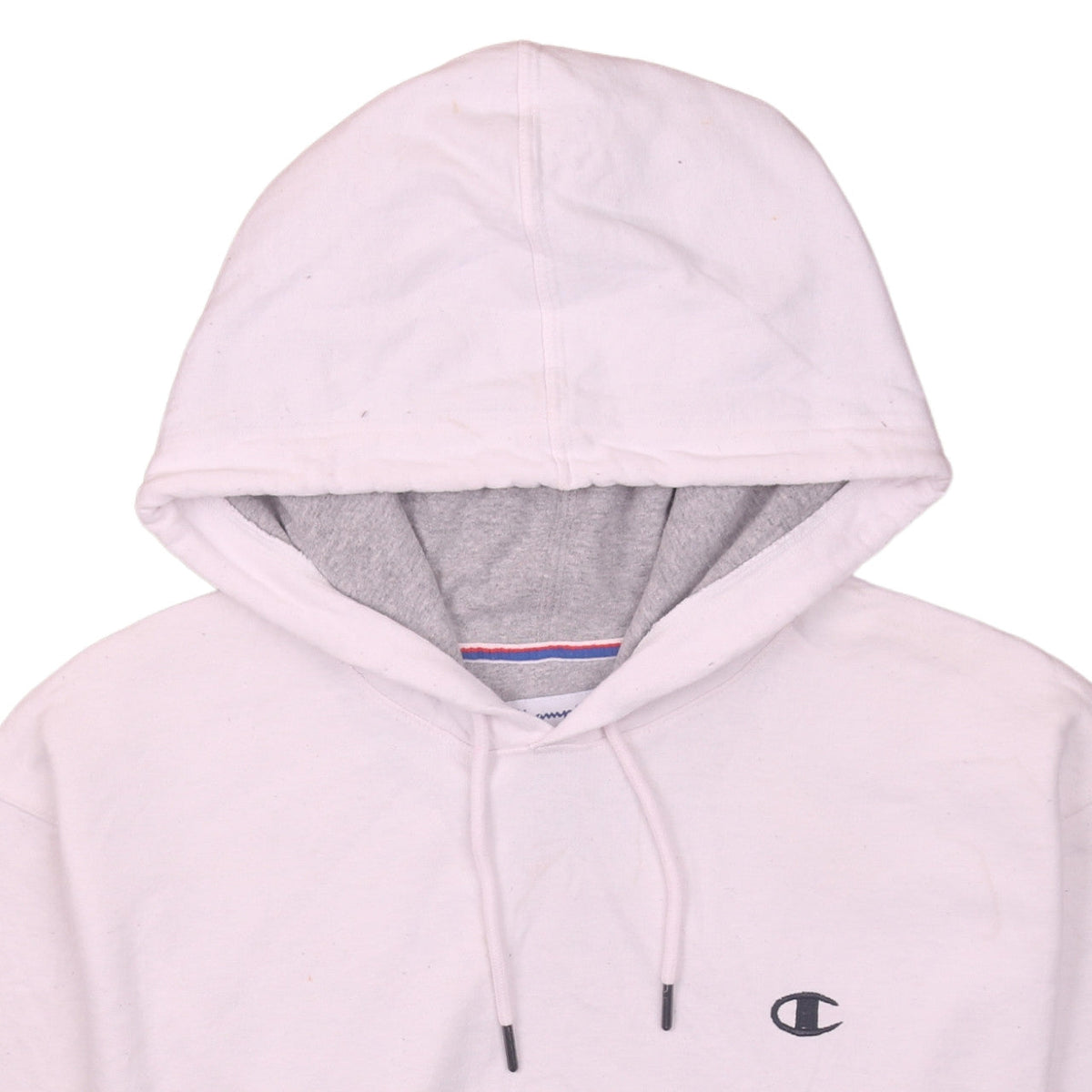 Champion Men's White Pullover Hoodie M Regular Fit Logo Fleece