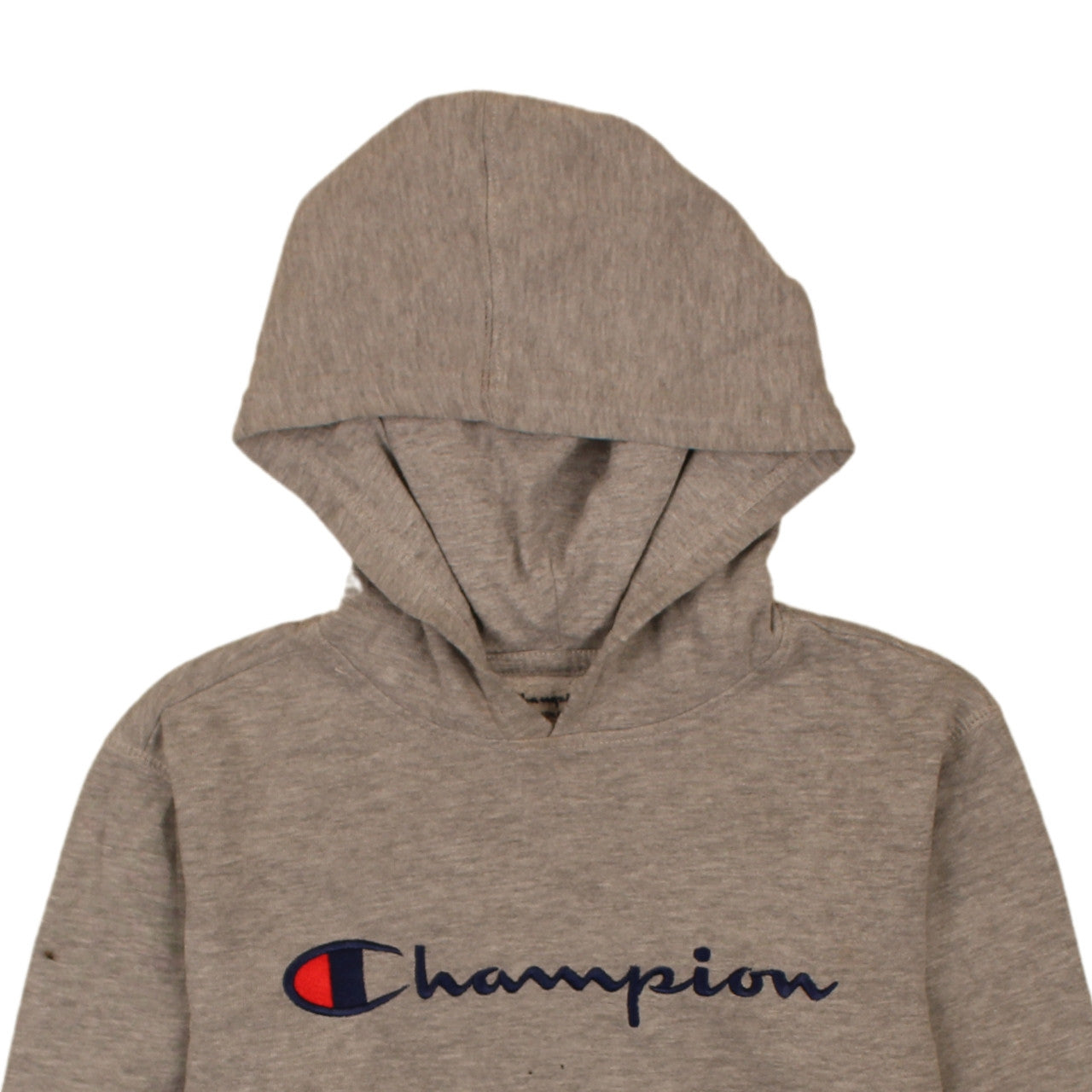 Champion Womens Beige Pullover Hoodie L Logo Graphic Athletic Sweatshirt