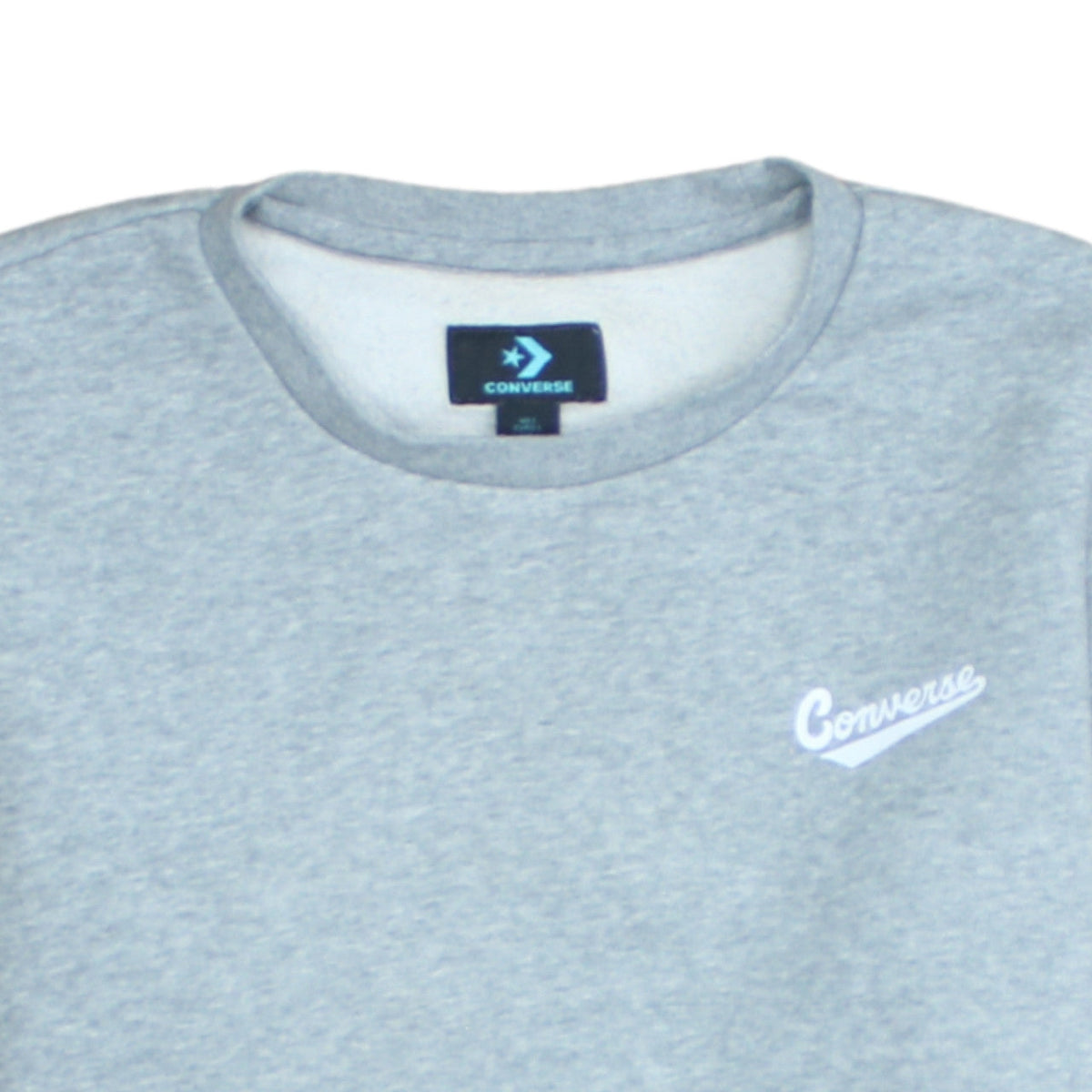 Converse Mens Grey L Crew Neck Pullover Fleece Sweatshirt