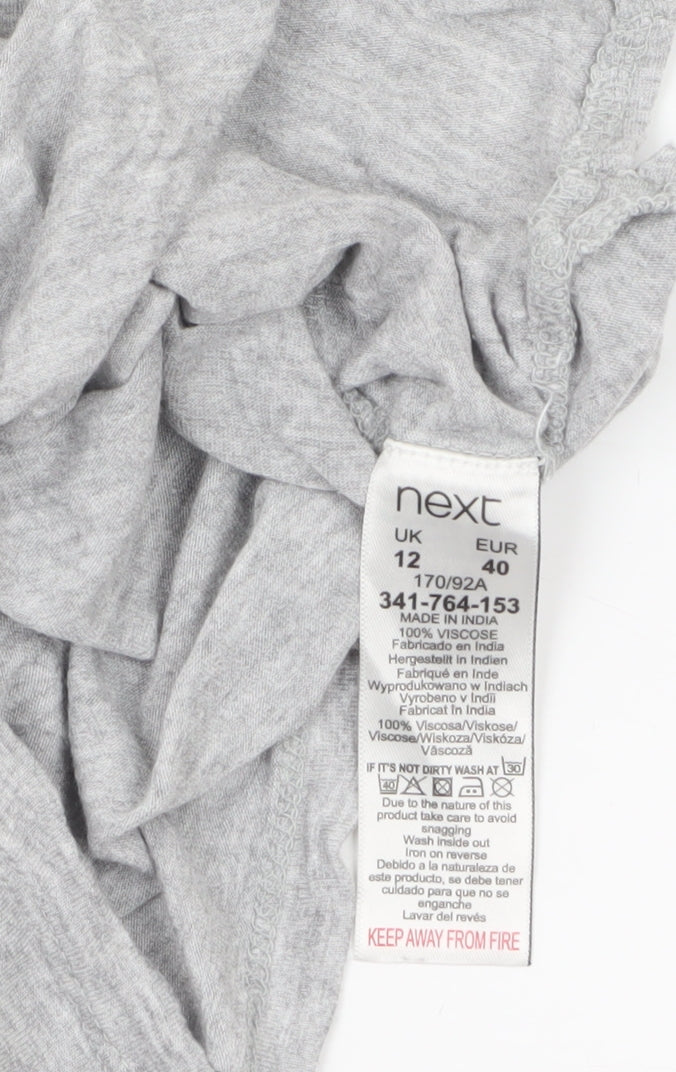 Next Women’s Grey Beaded Star T-Shirt Size 12 Short Sleeve Viscose