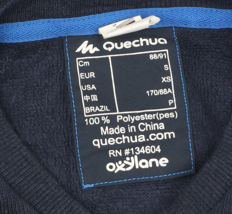 Quechua Men's Blue XS V-Neck Fleece Pullover Jumper