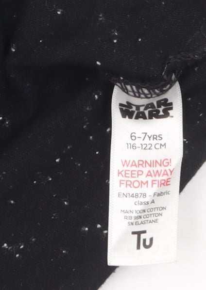 Tu Star Wars Boys Black 6-7 Years Short Sleeve Graphic T-Shirt