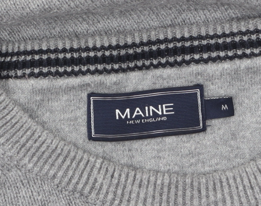 Maine New England Men's Grey Cotton Crew Neck Jumper Medium