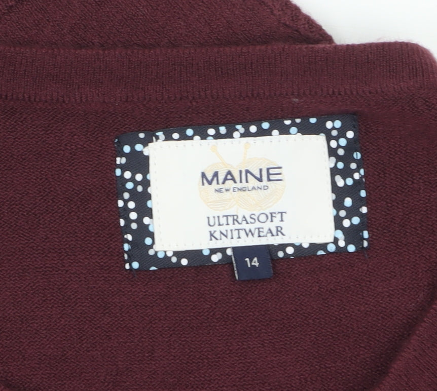 Maine New England Women Red Size 14 Boat Neck Knit Jumper