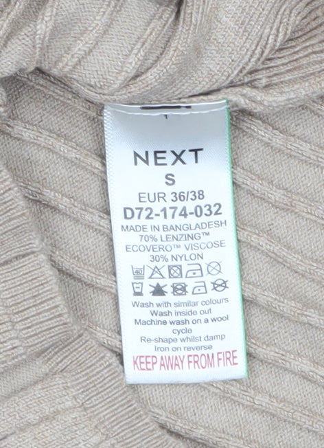 Next Women Beige Roll Neck Ribbed Knit Jumper Size S