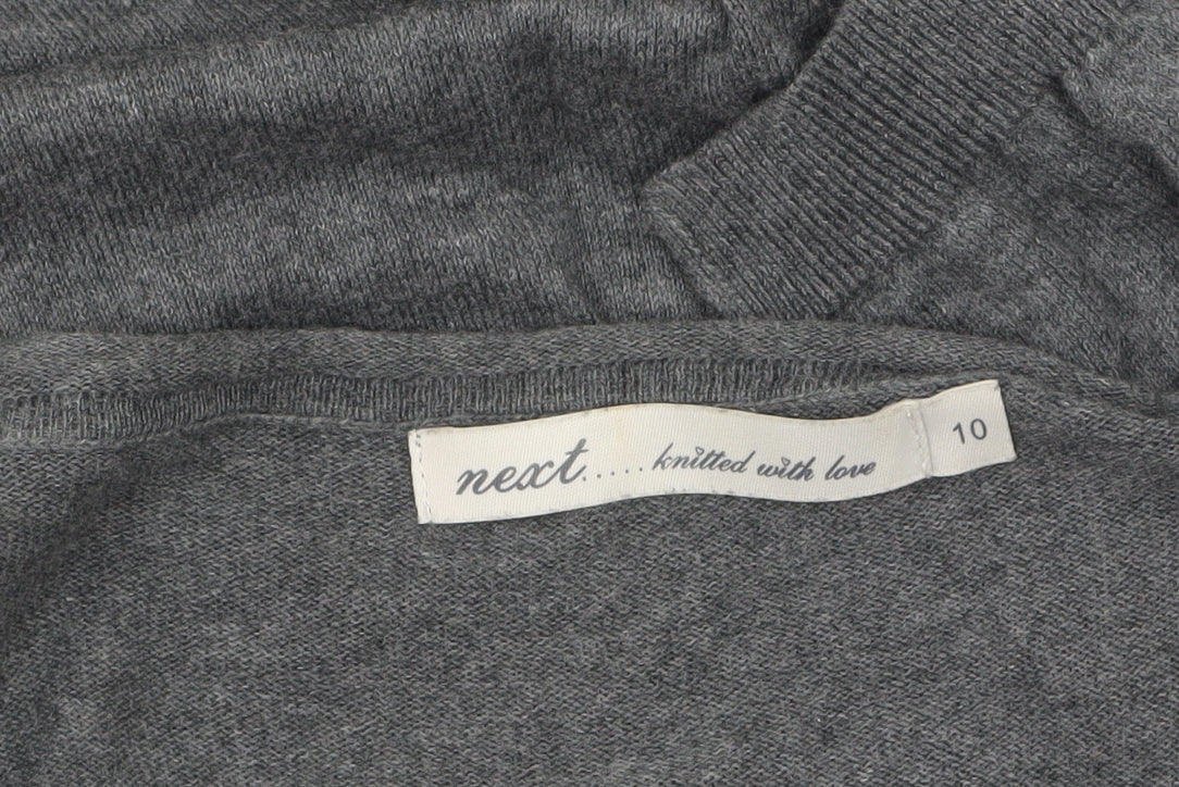 Next Women Grey Jumper Dress Size 10 3/4 Sleeve Ruffle Hem Knit