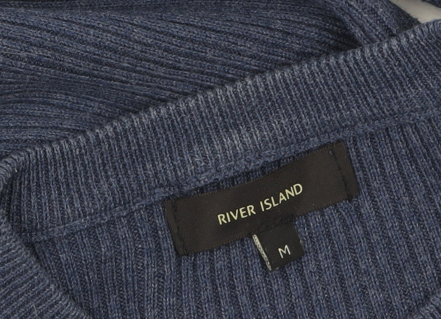 River Island Mens Blue Crew Neck Knit Pullover Jumper Size M