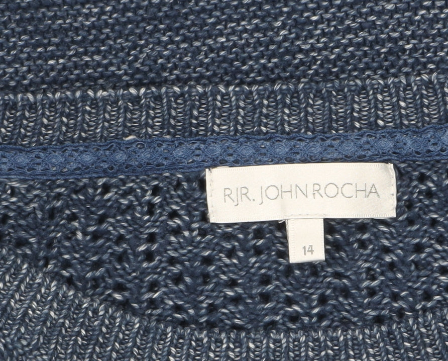 RJR John Rocha Women's Blue Cotton Knit Jumper Size 14