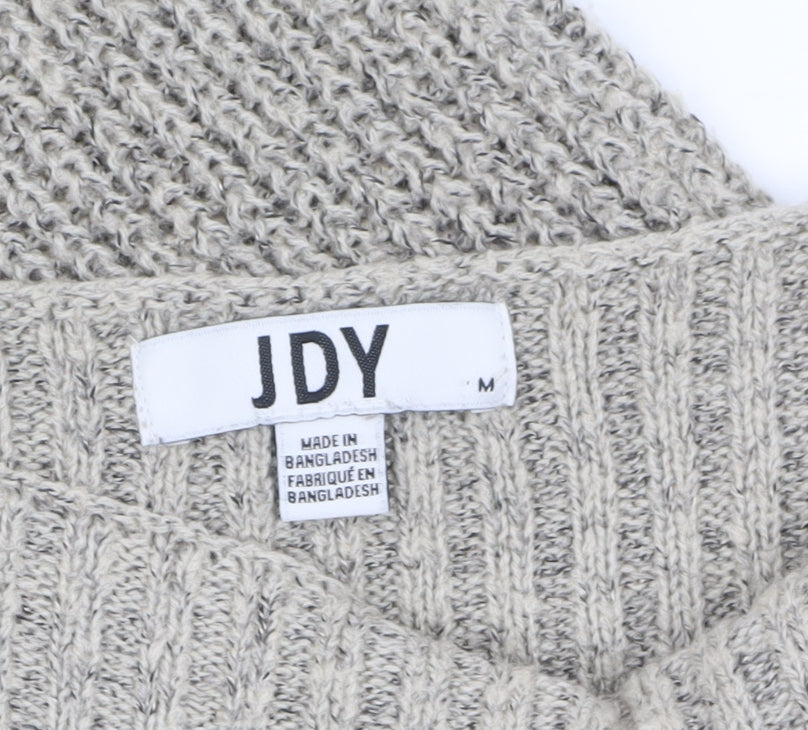 JDY Women's Beige Chunky Knit Boat Neck Long Sleeve Pullover Jumper M