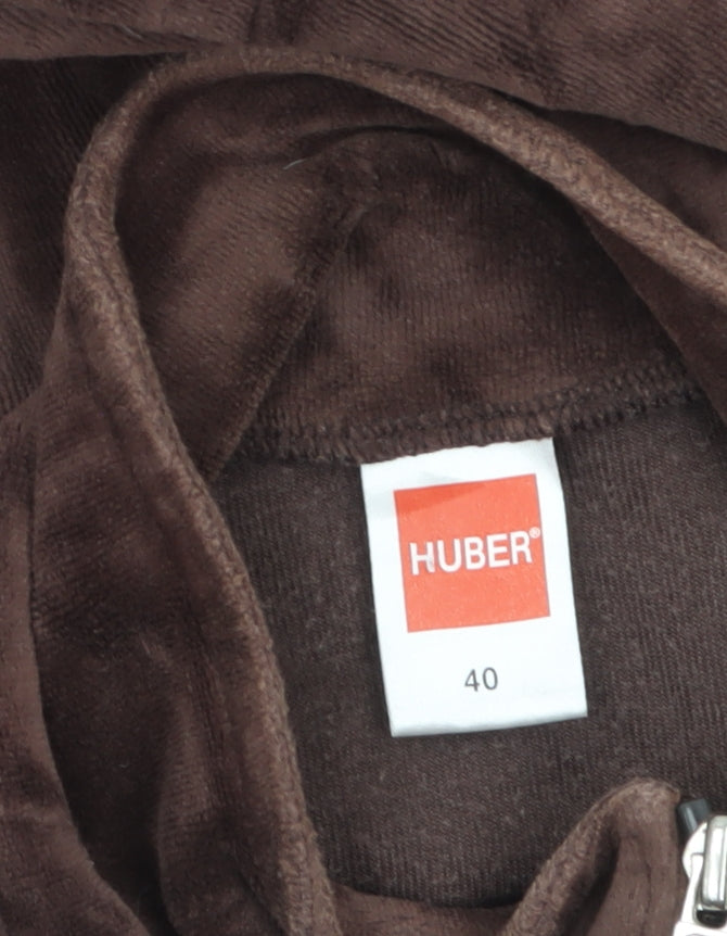 Huber Womens Brown Size 12 Velour Full Zip Jacket
