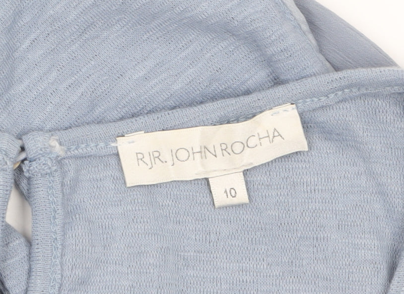 RJR.John Rocha Women's Blue 3/4 Sleeve Scoop Neck Blouse Size 10