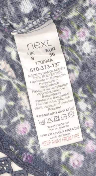 Next Women Blue Floral Crochet Detail Sleeveless Tank Top Size 8