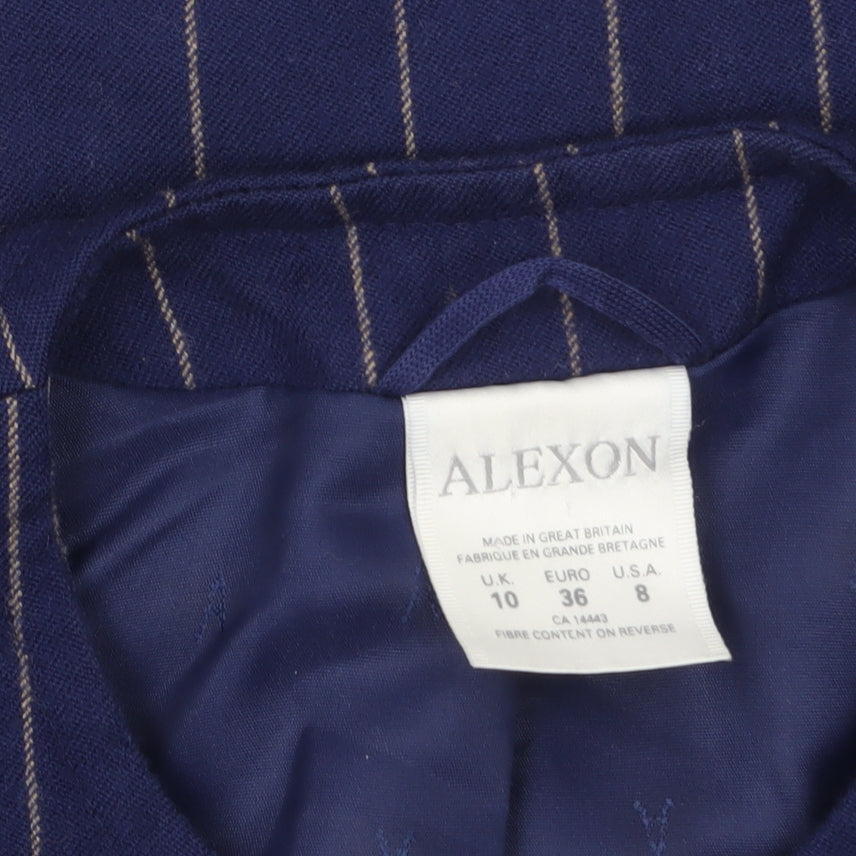 Alexon Women Navy Blue Pinstripe Wool Suit Jacket Size 10 UK
