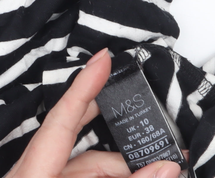 Marks & Spencer Women Black Striped Pencil Skirt Size 10