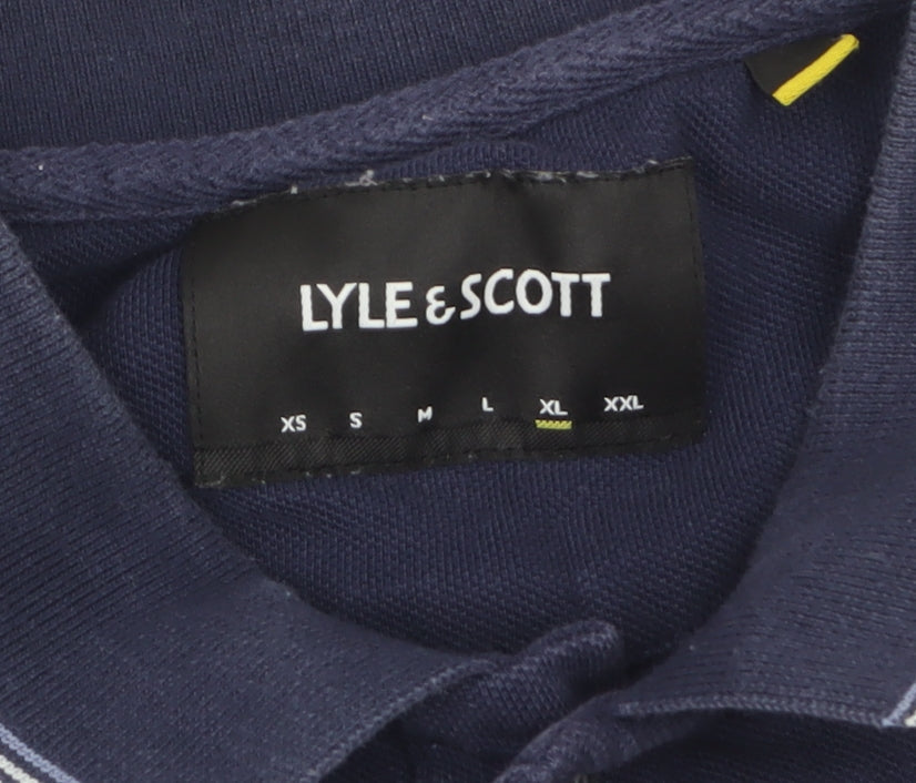 Lyle & Scott Men's Blue XL Cotton Polo Shirt Classic Logo Style