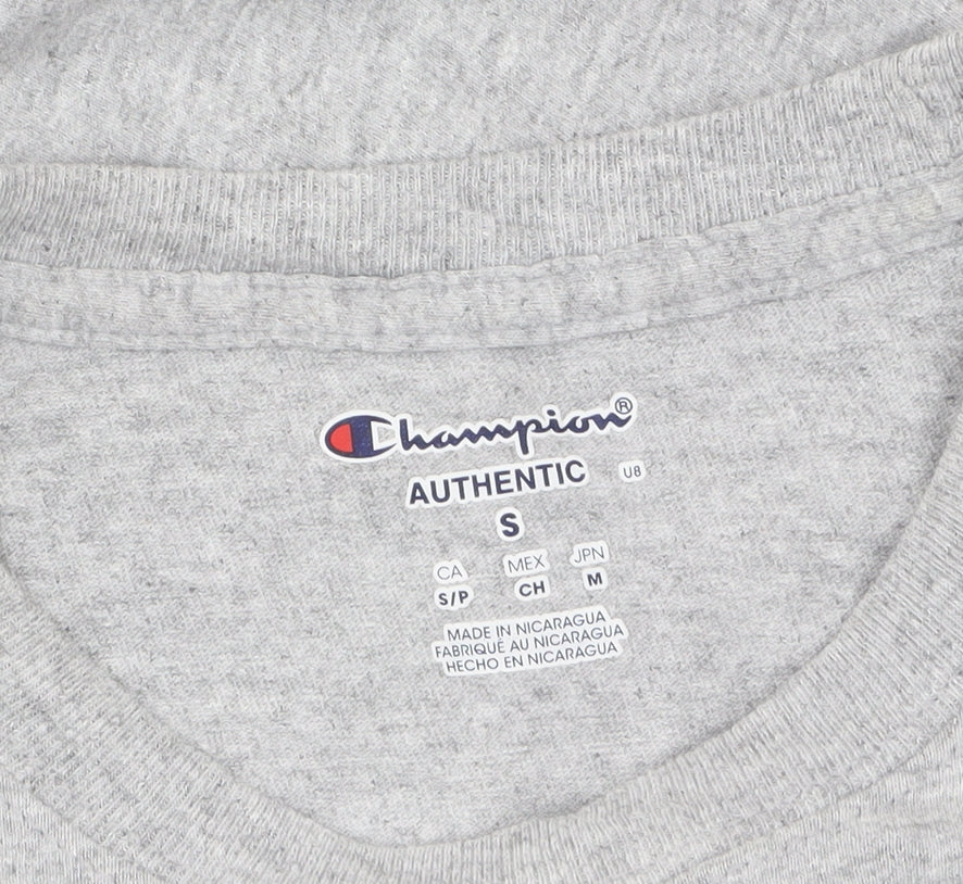 Champion Men's Grey Crew Neck Brown University Graphic T-Shirt Size S
