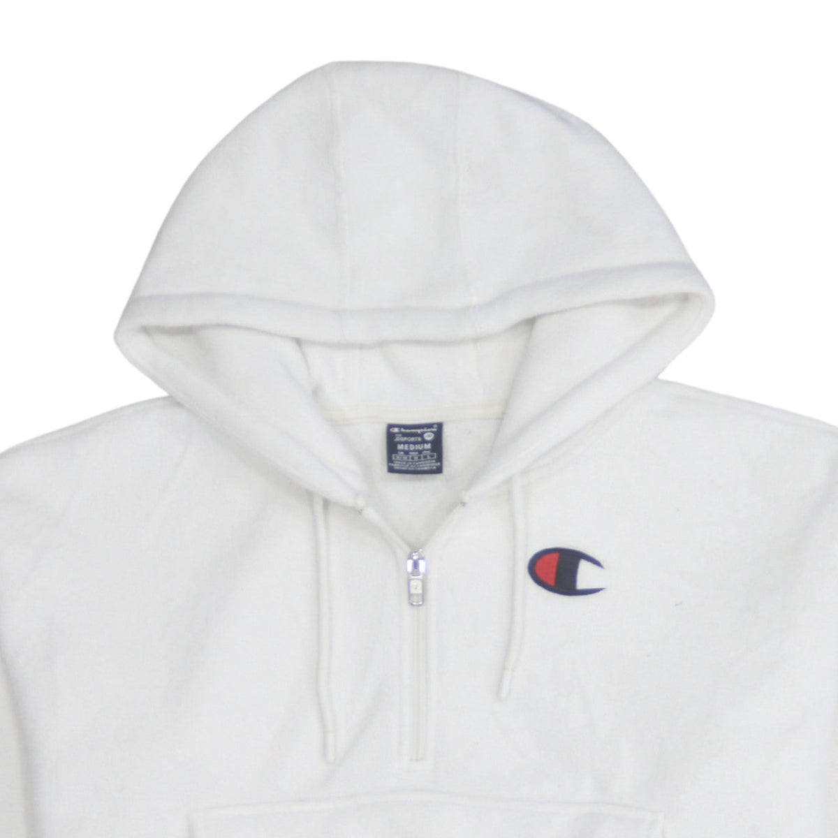 Champion Women's White Medium 1/2 Zip Hooded Fleece Sweatshirt