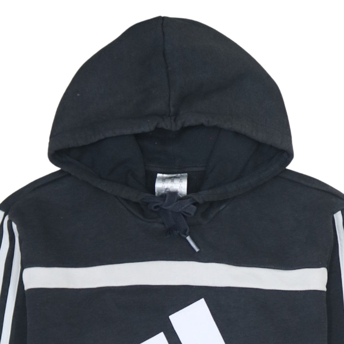 Adidas Men's Black XS Pullover Graphic Hoodie with Logo Stripes