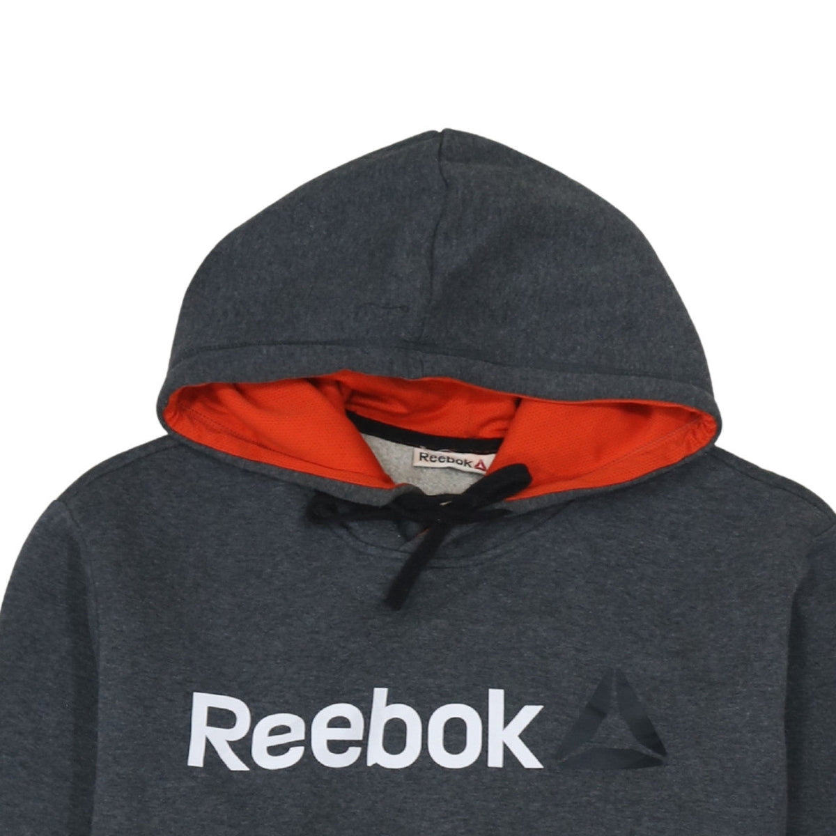 Reebok Men's Grey Hoodie L Pullover Logo Cotton Blend Warm Sweatshirt