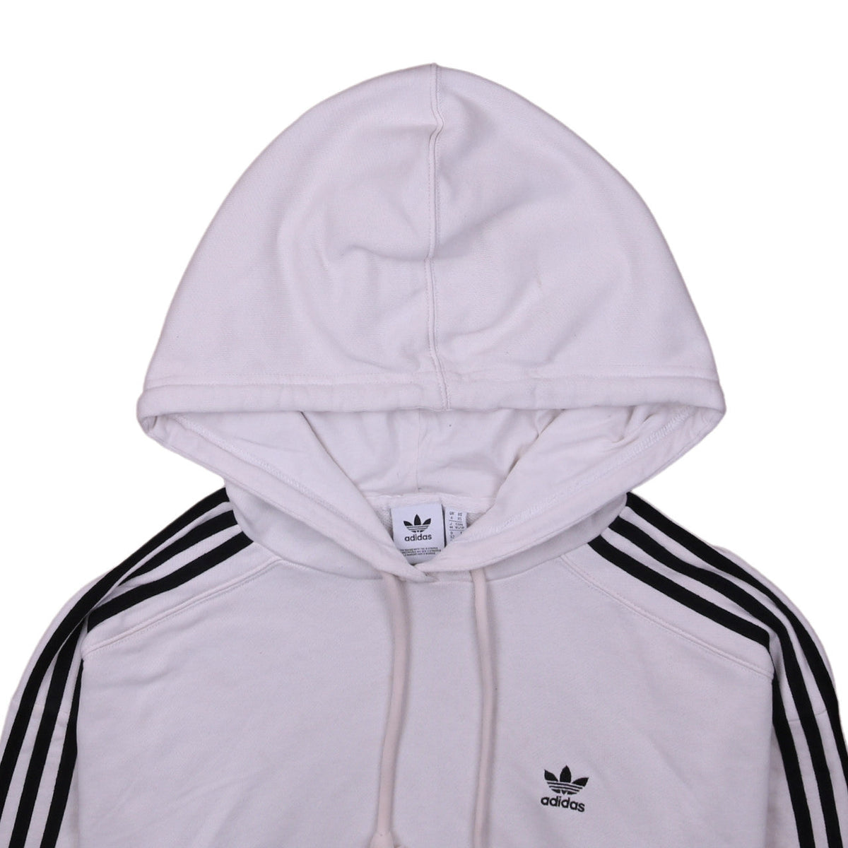 Adidas Women’s White Hoodie XS Cotton Blend 3-Stripes Pullover