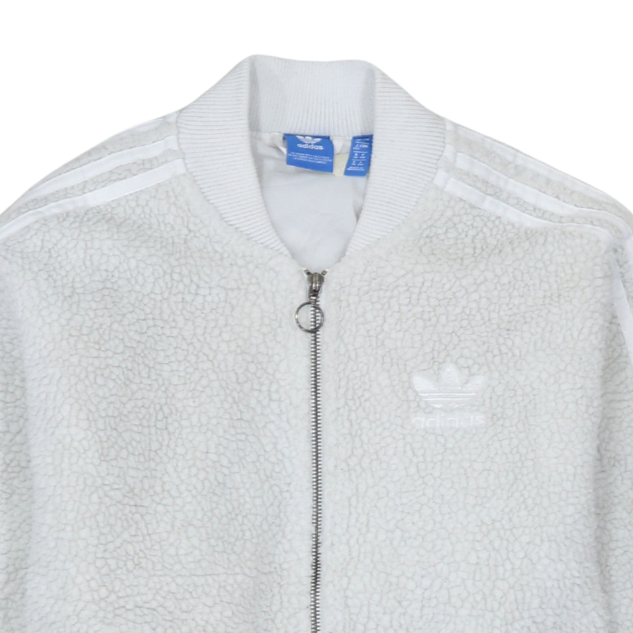 Adidas Womens White Fleece Lined Track Jacket Size 12 Regular Fit