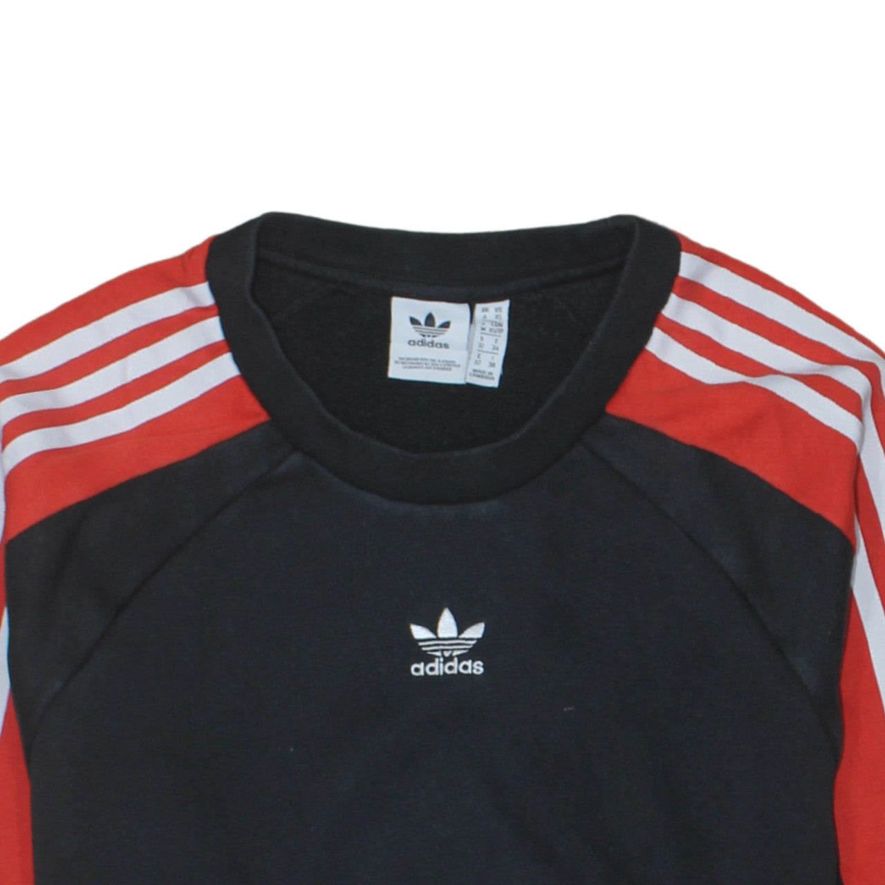 Adidas Women Black Red Crew Neck Long Sleeve Sweatshirt XS