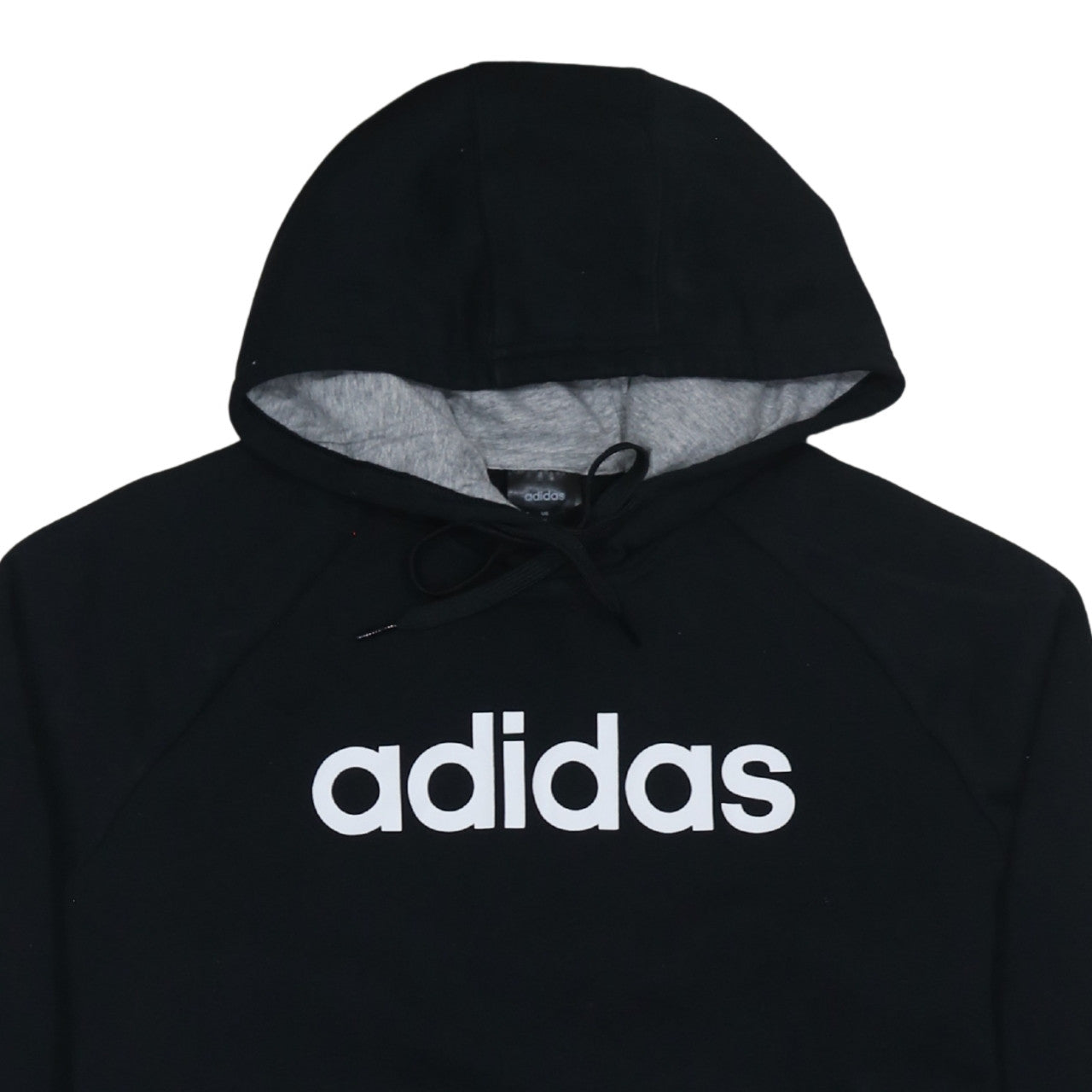 Adidas Womens Black Pullover Hoodie Size 12-14 Logo Print Cotton Blend