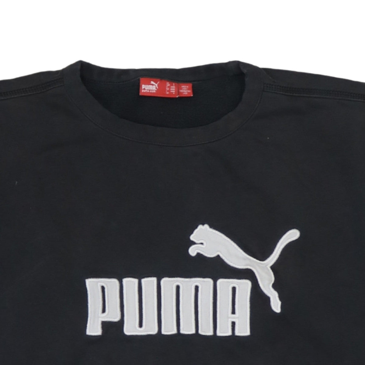 Puma Men's Black Crew Neck Logo Pullover Sweatshirt Size S