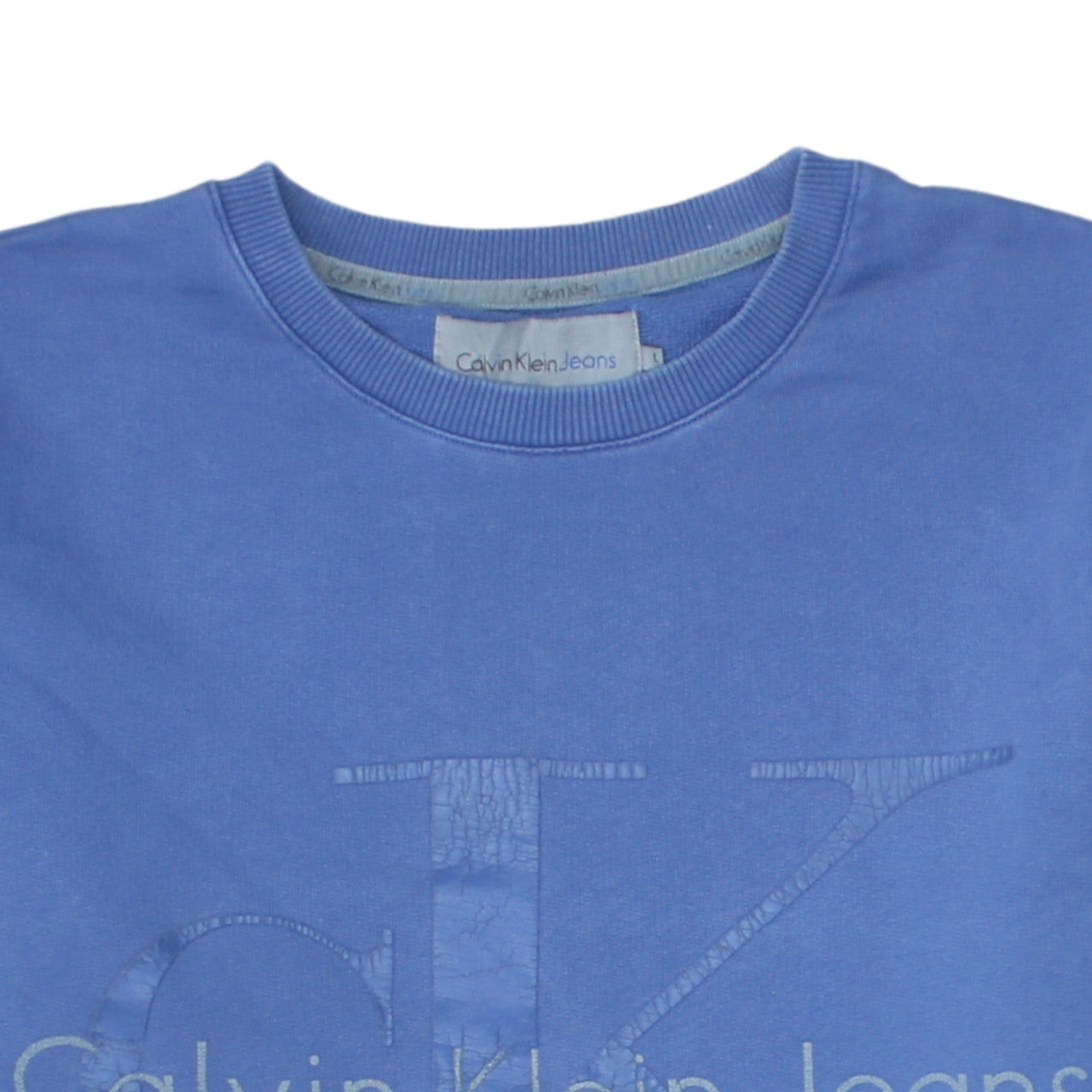 Calvin Klein Jeans Men's Blue Logo Pullover Sweatshirt L
