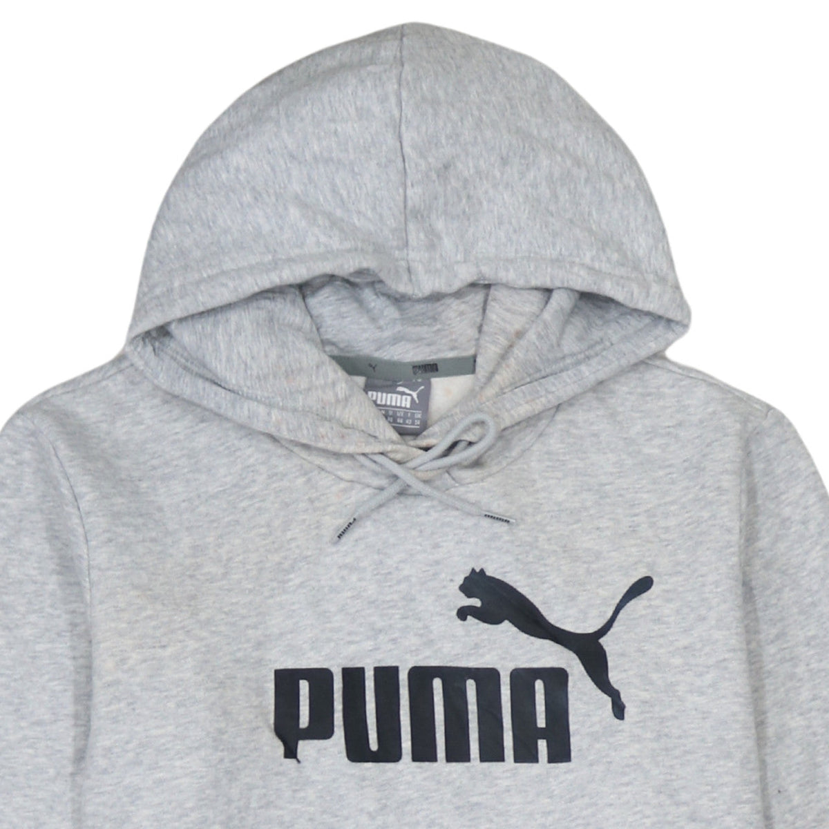 Puma Women Grey Logo Pullover Hoodie Size 14 Cotton Blend