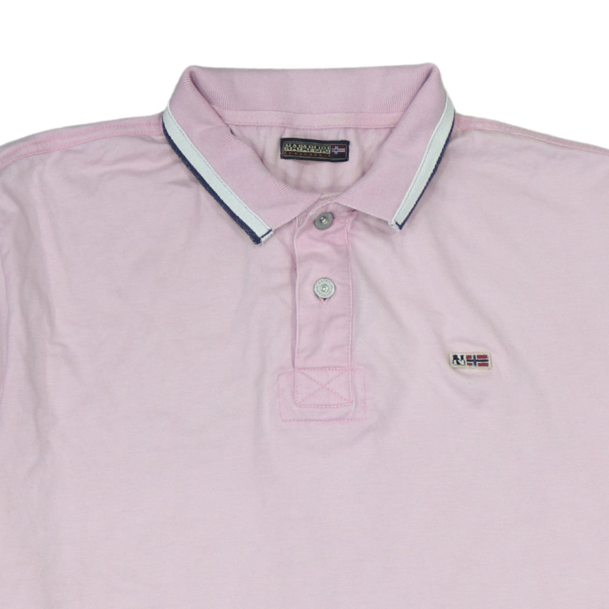 Napapijri Men Pink Short Sleeve Cotton Polo Shirt Size L