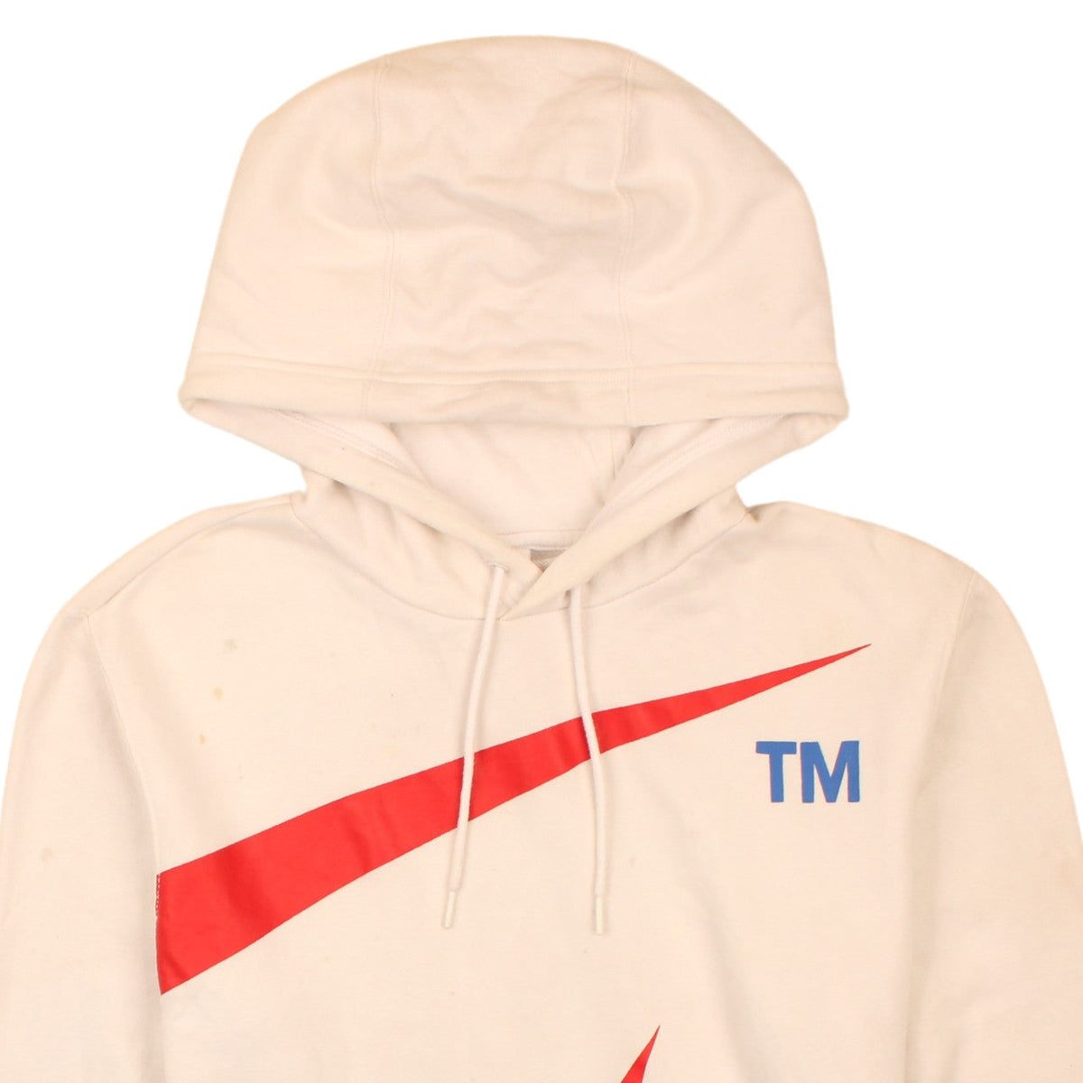 Nike Mens White S Pullover Fleece Hoodie with Logo Print