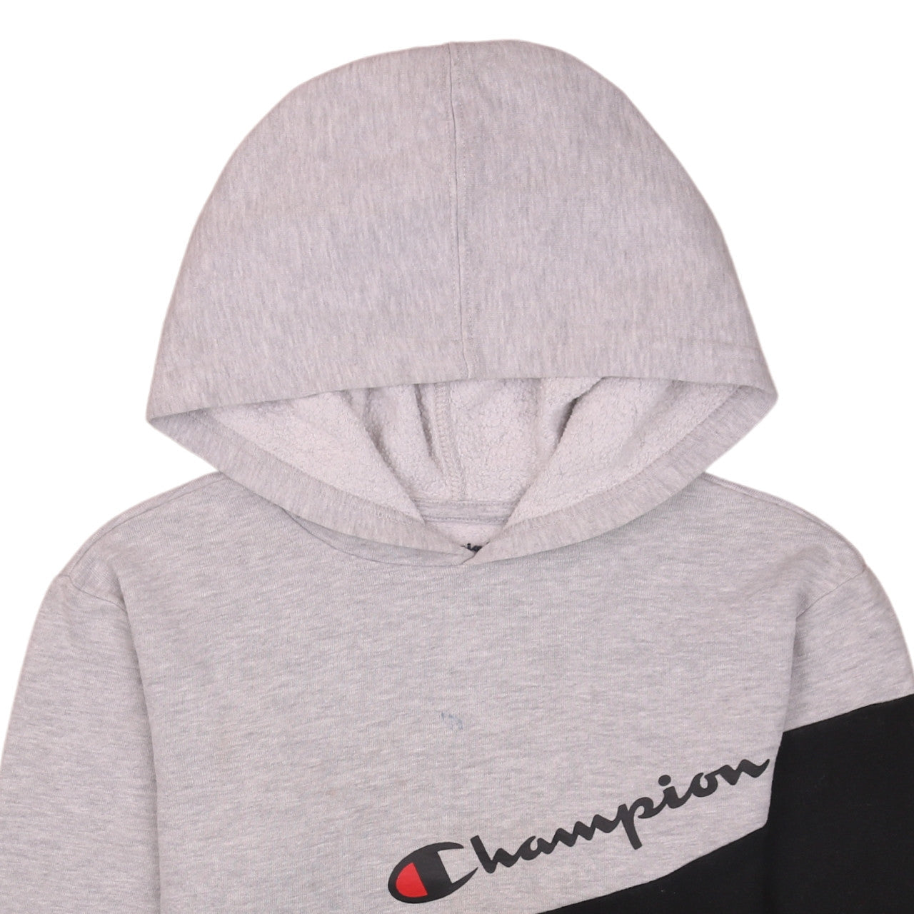 Champion Boys Grey & Black Pullover Hoodie L Colourblock Fleece Sweatshirt