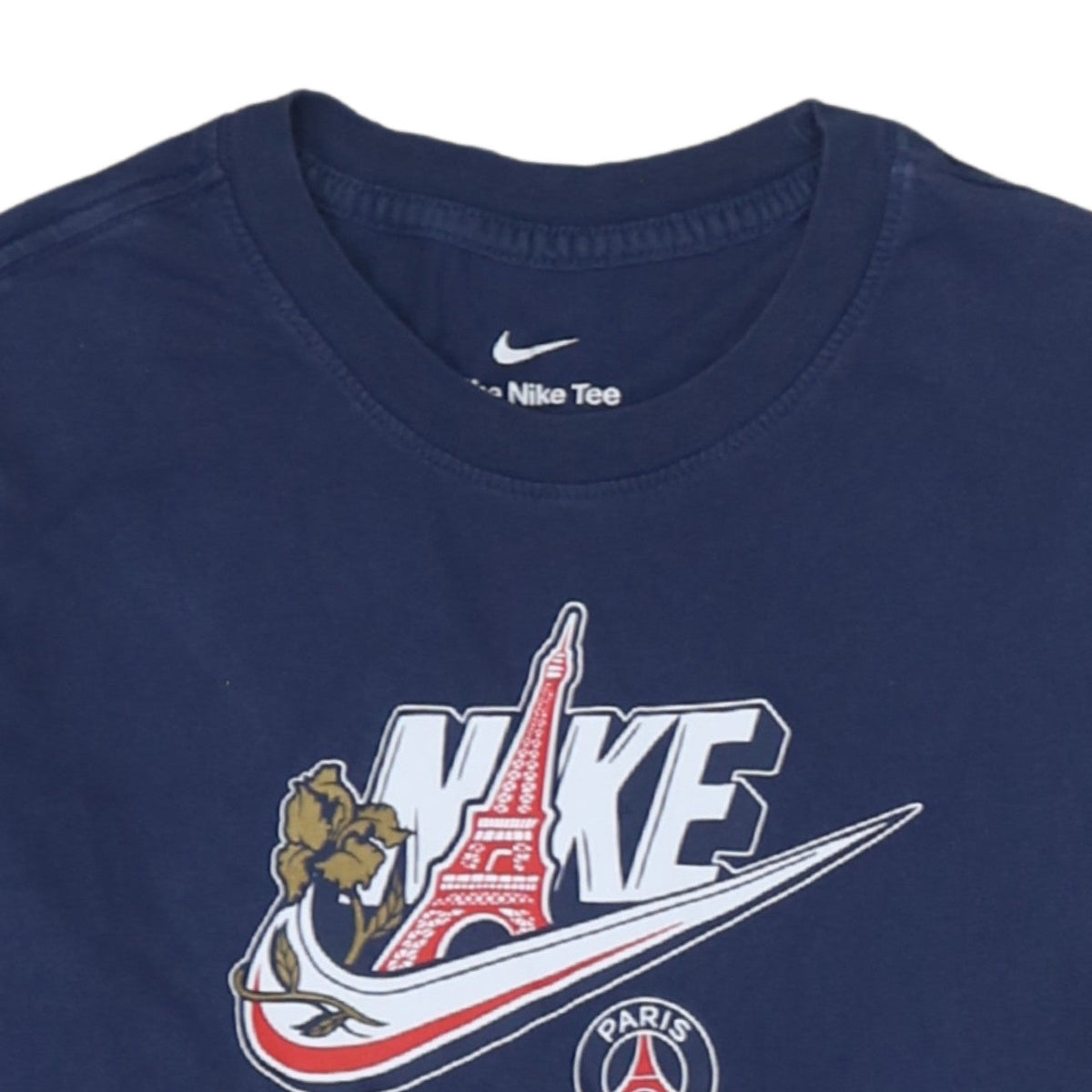Nike Boys Blue PSG Paris Graphic Logo Short Sleeve Cotton T-Shirt Size 158