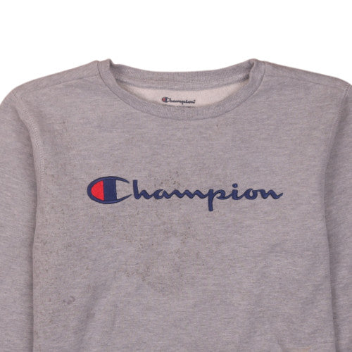 Champion Boys Grey XL Crew Neck Pullover Sweatshirt Logo Print