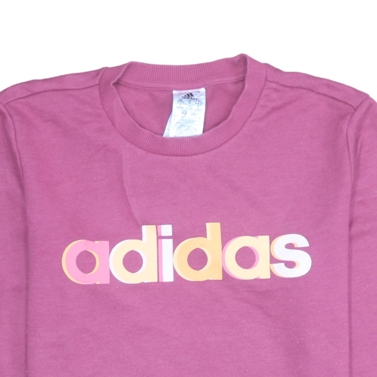 Adidas Womens Pink Logo Crew Neck Pullover Sweatshirt Size 12-14