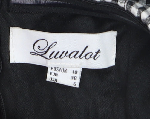 Luwalot Women’s Black Gingham Off Shoulder Wide-Leg Jumpsuit Size 10