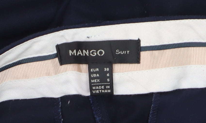 Mango Women Navy Blue Slim Trousers Size 10 Cotton Blend