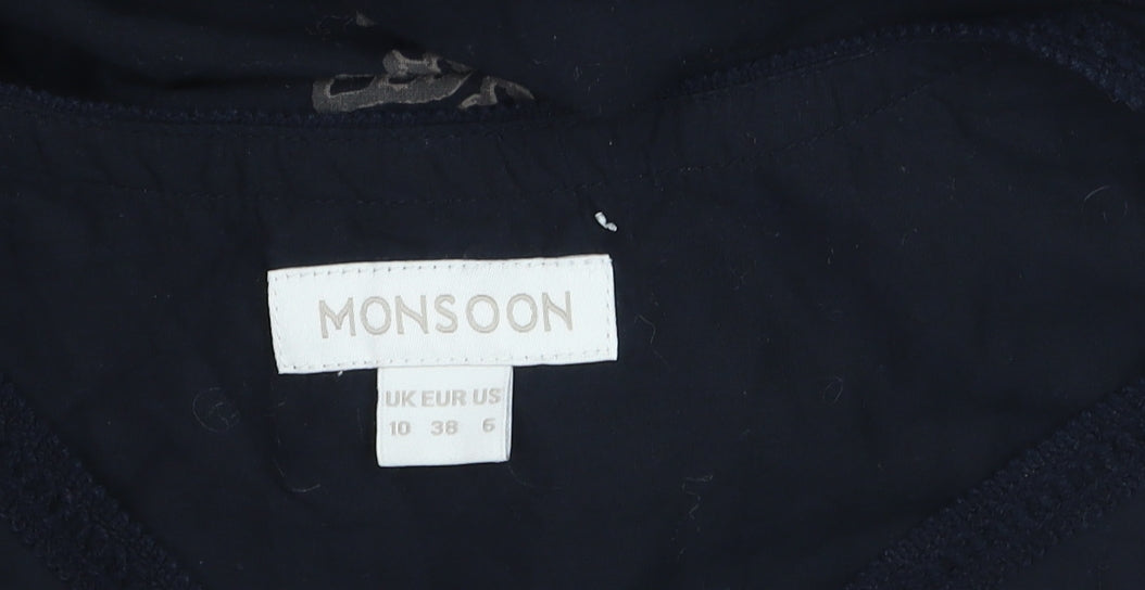 Monsoon Womens Black Embroidered Tunic Blouse Size 10